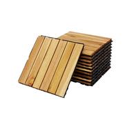 sweeek - Lot de 36 Dalles de terrasses 30x30cm en Bois d'acacia. Motif linéaire. à Lattes. clipsables