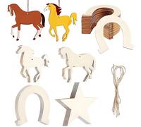 Lot de 36 décorations de cheval en bois - Fer à cheval à suspendre - Kit de bricolage - À peindre - Bois fait à la main - Pour décoration d'anniversaire, décoration de table, fête, mariage et
