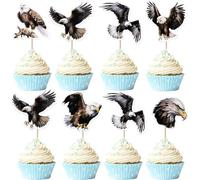 Lot de 36 décorations de gâteau d'anniversaire Aigle Jungle Safari Animaux Cupcake Topper Animaux Figurine Décoration de gâteau Picks Aigle Décoration de gâteau d'anniversaire pour enfants Accessoires
