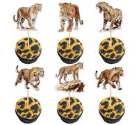 Lot de 36 décorations de gâteau léopard - Animaux sauvages - Décoration de gâteau pour animaux sauvages - Thème animal sauvage - Pour fête prénatale - Pour fête d'anniversaire