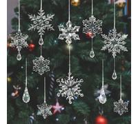 Lot de 36 décorations de Noël en cristal transparent à suspendre en acrylique avec flocons de neige et stalactites pour lustre au pays des merveilles d'hiver
