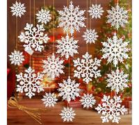 Lot de 36 décorations de Sapin de Noël à Paillettes Blanches en Forme de Flocon de Neige pour Noël, Vacances, Nouvel an, Pays des Merveilles d'hiver, fête à la Maison