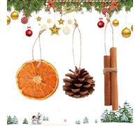 Lot de 36 décorations de sapin de Noël à suspendre avec rondelles d'orange naturelles et pommes de pin cannelle avec crochets en jute pour cheminée, mur, porte, fenêtre, sapin de Noël