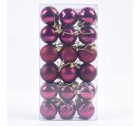 Lot de 36 décorations décoratives pour sapin de Noël (vin rouge)