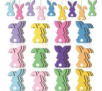Lot de 36 décorations en bois à suspendre en forme de lapin de Pâques pour mur, arbre de table, printemps pour fête, cérémonie