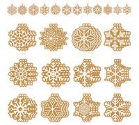 Lot de 36 décorations en Bois en Forme de Flocons de Neige et de Pain d'épices, pour Sapin de Noël, décorations d'hiver à Suspendre pour fêtes