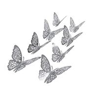 Lot de 36 décorations en forme de papillons en 3D - Pour décoration de fête de mariage - Argenté
