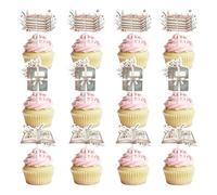 Lot de 36 décorations pour cupcakes sur le thème du livre d'histoires - Décorations de gâteau pour fête prénatale, fête prénatale, mariage - Rose - Double face - Pour bibliothèque, club, anniversaire