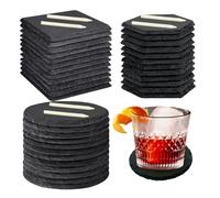 Lot de 36 dessous de verre en ardoise en vrac de 10,2 x 10,2 cm pour gravure au laser - Dessous de verre en pierre naturelle avec craies en stéatite pour la maison, le bureau, le bar, la décoration de