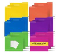 Lot de 36 dossiers en polyéthylène épais, onglets 1/3, couleurs assorties, format lettre, avec étiquettes adhésives, par Better Office Products