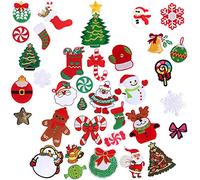 Lot de 36 écussons brodés thermocollants ou à coudre pour travaux manuels, vêtements, décoration et cadeaux de Noël