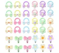 Lot de 36 élastiques à cheveux pour bébé, doux et mignons, pour filles, pour tout-petits, queue de cheval, nœud, fleur, accessoires pour cheveux de bébé fille