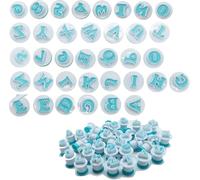 Lot de 36 emporte-pièces en forme de lettres de l'alphabet pour fondant avec 1 pinceau en silicone bleu, emporte-pièces en forme de chiffres, accessoires de pâtisserie, accessoires de pâtisserie,