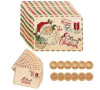 Lot de 36 enveloppes de Noël vintage officielles avec kits de cartes de vœux - Ensemble lettre au Père Noël - Enveloppes avec autocollants vierges - Cartes de Noël - Papeterie pour invitations de Noël