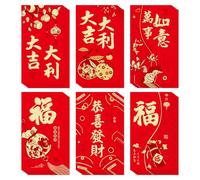 Lot de 36 enveloppes rouges pour le Nouvel An chinois 2026, 8,9 x 17,9 cm, Hong Bao Lucky Money Cash Enveloppes rouges Lai See pour festival du printemps, Nouvel An lunaire, mariages, anniversaires