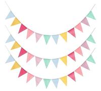 Lot de 36 fanions imperméables en toile de jute - 12 m - Pour extérieur, intérieur et extérieur - Couleurs arc-en-ciel - Pour mariages, fêtes prénatales et fêtes de jardin