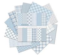 Lot de 36 feuilles de papier à carreaux pour scrapbooking, 30 x 30 cm, motif écossais double face, 12 designs pour scrapbooking, bricolage, album photo, artisanat, origami, fond décoratif (bleu ciel)