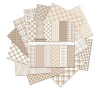 Lot de 36 feuilles de papier à carreaux pour scrapbooking, 30 x 30 cm, motif écossais double face, 12 designs pour scrapbooking, bricolage, album photo, artisanat, origami, fond décoratif (beige)