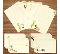Lot de 36 feuilles de papier à lettre et enveloppes, ensemble de papeterie chaud sur le thème du chat mignon pour invitations, décorations de cadeaux, fêtes de vacances, 24 feuilles de papier à lettre