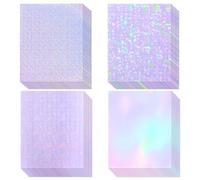 Lot de 36 feuilles de papier autocollant holographique transparent en vinyle stratifié, revêtement transparent, autocollant imperméable - Gem, pois, coloré, motifs étoiles/21,6 x 27,9 cm