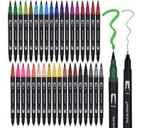 Lot De 36 Feutres Double Pointe - Encre À Base D'eau - Pour Aquarelle, Watercolo, Bullet Journal, Lettrage À La Main, Calligraphie, Manga, Feutres [1-2 Mm] Et Feutres Fins [0,4 Mm]