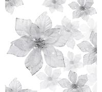 Lot de 36 Fleurs de Poinsettia artificielles à Paillettes - 3 Tailles - étoiles de Noël - Décoration pour Noël, Nouvel an, Maison, extérieur (argenté, 7,6 cm / 10 cm / 15 cm)