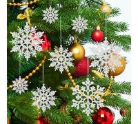Lot de 36 flocons de neige pour sapin de Noël - Flocons de neige à suspendre - Paillettes - Décoration de sapin de Noël pour fêtes de Noël