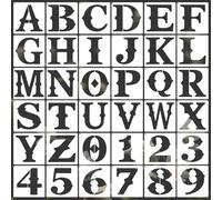 Lot de 36 grands pochoirs de l'alphabet réutilisables en plastique pour peinture murale, adresse, gâteau, projets artistiques