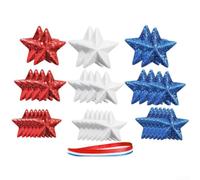 Lot de 36 guirlandes à suspendre en forme d'étoile en mousse Rouge/blanc/bleu