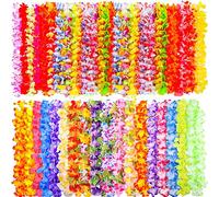 Lot de 36 guirlandes de fleurs hawaïennes, collier hawaïen Leis floral Hula Dance Luau, décorations de fête tropicales pour adultes et enfants, Aloha Tiki, plage, jungle, fête d'été