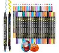 Lot De 36 Marqueurs Peinture Acrylique Double Pointe - Couleurs Classiques Et 12 Couleurs Métalliques, Stylos Acryliques Imperméables Pour Diy, Rock Painting, Verre¿Pierre¿Bois