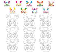 Lot de 36 masques à colorier lapin de Pâques en papier pour loisirs créatifs - Colorez votre propre printemps Pâques - Masque vierge pour bal masqué - Fête d'anniversaire - Décoration pour l'école, la