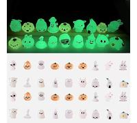 Lot de 36 mini animaux lumineux pour Halloween, figurines miniatures multicolores phosphorescentes, petit fantôme, décoration de jardin lumineuse pour Pâques, décoration de balcon, fête d'anniversaire