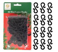 Lot de 36 mini crochets de gouttière noirs en forme de S - Cintres réutilisables en plastique pour décoration de gouttière en plein air et guirlandes lumineuses saisonnières