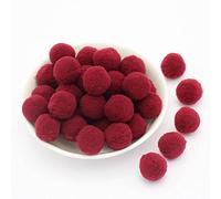 Lot de 36 mini pompons colors de 25 mm Pour le bricolage Boules de feutre multicolores Petites pompons Boules peluche moelleuses pour la dcoration,la couture,le bricolage Artisanat cratif,le vin rouge