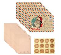 Lot de 36 Papier à Lettre de Noël avec Enveloppes Enveloppe en Papier Kraft Vintage 12 carte de voeux de Noel vintage vierges 12 Enveloppes de Noël 12 Autocollants pour Noel Fête Invitation