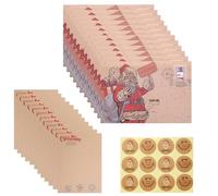 Lot de 36 Papier à Lettre de Noël avec Enveloppes Enveloppe en Papier Kraft Vintage 12 carte de voeux de Noel vintage vierges 12 Enveloppes de Noël 12 Autocollants pour Noel Fête Invitation