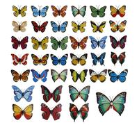 Lot de 36 papillons décoratifs autocollants 3D - Papillons colorés artificiels - Amovibles - 6-12 cm - Pour la décoration de la pièce