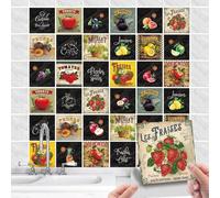Lot de 36 Pcs Stickers Carreaux Muraux Cuisine - Autocollants Carrelage - Carrelage Vintage - Retro Stickers Muraux Décoratif Auto-Adhésif pour Cuisine Salle de Bains Mur (B, 15x15cm)