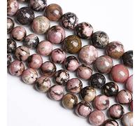 Lot de 36 perles en rhodochrosite naturelle à rayures noires de 10 mm pour la fabrication de bijoux, bracelets, colliers, perles en cristal semi-précieux