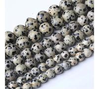 Lot de 36 perles rondes en pierre d'agate naturelle onyx pour la fabrication de bijoux, bracelets et accessoires Jaspe dalmatien de 10 mm