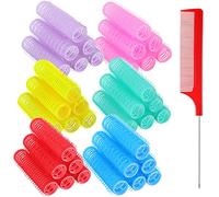 Lot de 36 petits bigoudis auto-agrippants en nylon pour salon de coiffure, peigne à queue de rat, outils pour femmes et filles, coiffeuses de mariage, sans chaleur (1,5 x 6,1 cm, ensemble de couleurs