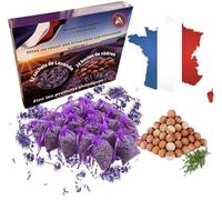 Lot de 36 pièces. (12 sachets de Lavande de Provence+24 Boules en Bois de cèdre)-Anti Mites Textiles-Antimites vêtements Armoire-Piège à Mites des vêtements-Protection-Anti mite-Produit Anti Mites