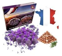 Lot de 36 pièces. (12 sachets de Lavande de Provence+24 Boules en Bois de cèdre)-Anti Mites Textiles-Antimites vêtements Armoire-Piège à Mites des vêtements-Protection-Anti mite-Produit Anti Mites