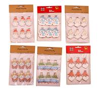 Lot de 36 pinces en bois pour décoration de Noël - Motif Père Noël et bonhomme de neige - Papeterie - Pinces à linge - Fournitures de couronne de Noël