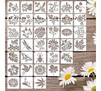 Lot de 36 pochoirs à fleurs, petits pochoirs en plastique, réutilisables, pochoirs pour gâteaux, pochoirs papillon et oiseau, pour peinture, artisanat, mur, bricolage, art