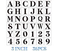 Lot de 36 pochoirs de lettres de l'alphabet et chiffres pour peinture sur bois, mur, porte, porche - 7,6 cm