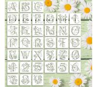 Lot de 36 pochoirs en forme de lettres de fleurs pour peinture sur bois - 10,2 cm - Réutilisables - Pour table de mariage, scrapbooking, mur, maison, dessin d'art