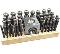 Lot de 36 poinçons et bloc de dapping avec support en bois - 2,3 à 25,30 mm