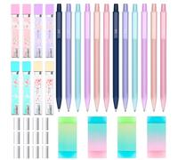 Lot de 36 porte-mines pastel, 12 porte-mines mignons de 0,5 mm et 0,7 mm avec 8 tubes de recharge en résine HB, 4 gommes et 12 recharges de gommes avec capuchon pour écriture pour filles (0,7 mm)